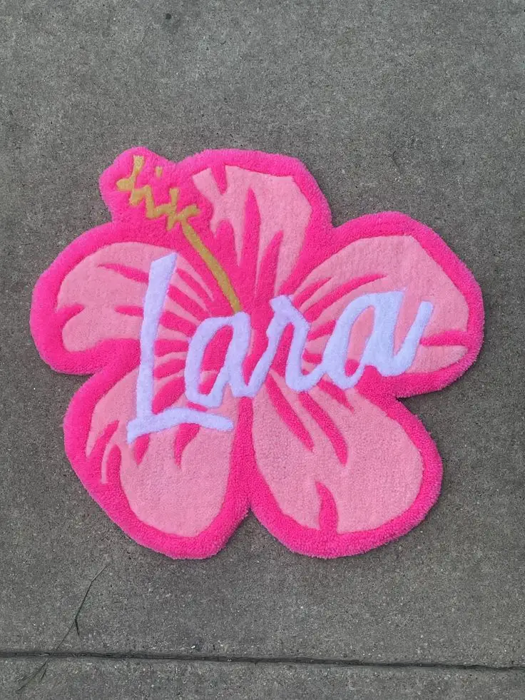 ​🌺 Tapete Recortado Flor Hibisco Personalizado com nome