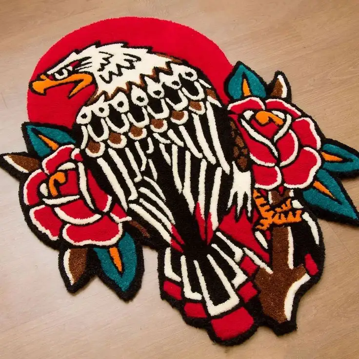 🦅 Tapete Recortado Águia e Rosas Old School