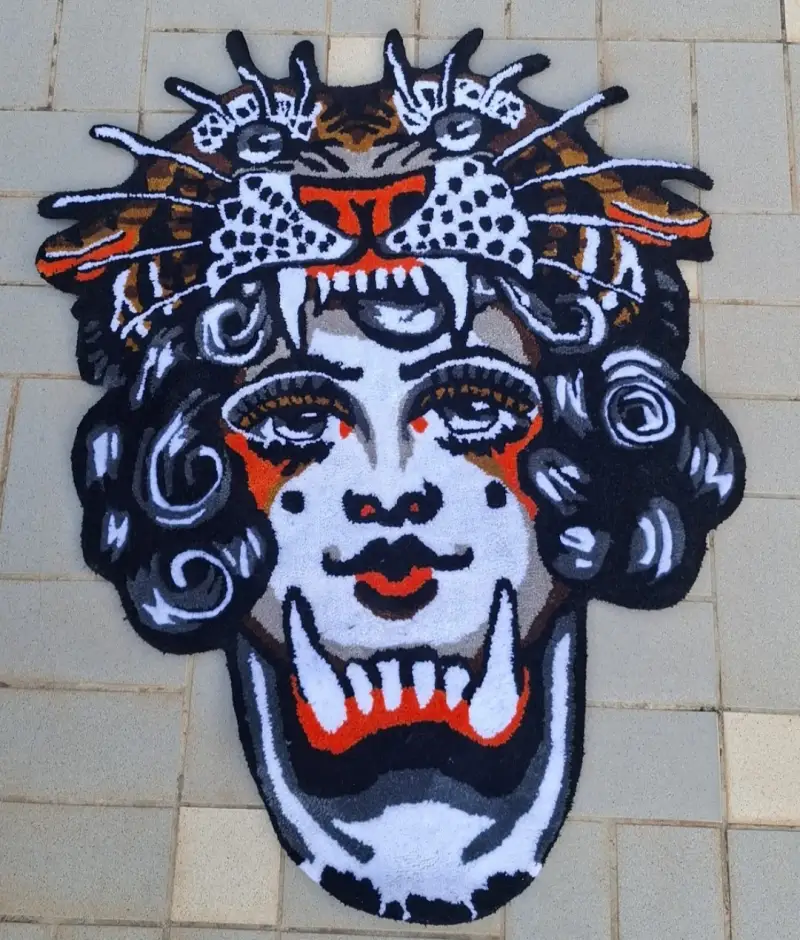 ​🐯 Tapete/Tapeçaria Handcrafted Old School Tiger Lady
